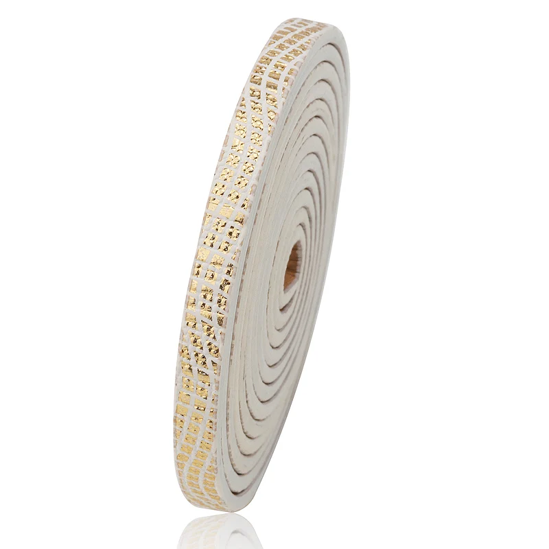 white gold 1,2 meter/pcs 5 мм плоский кожаный шнур 10*2 мм кожаный шнур ювелирные аксессуары/материал для бижутерии DIY ручное производство ювелирных изделий - Цвет: white gold