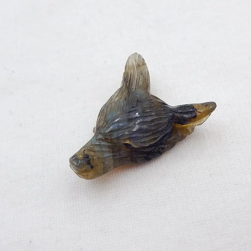 Ручная работа лабрадорит резная подвеска в виде волчьей головы бисер 35x27x13 мм 11 г |