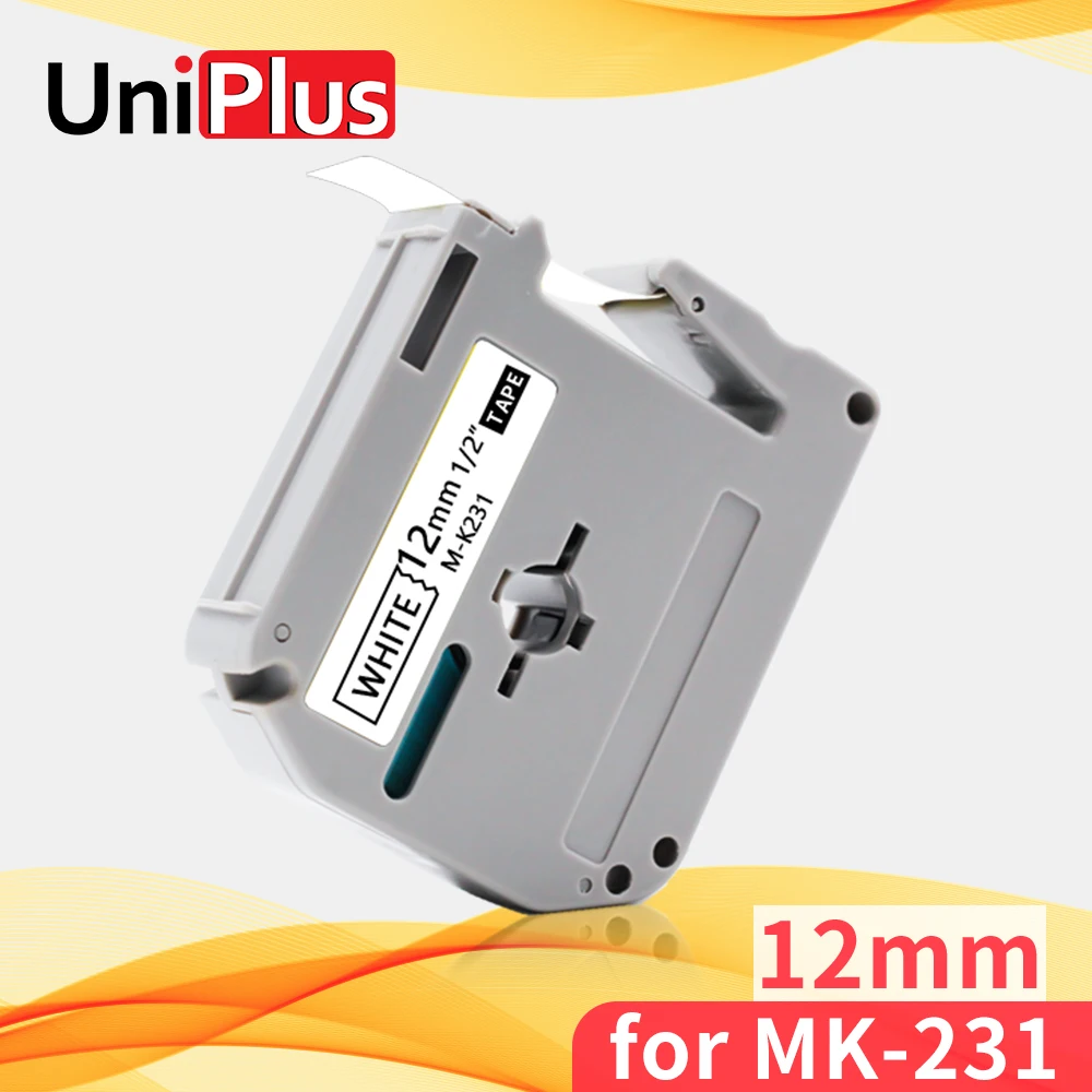 

Лента для этикеток UniPlus MK231 MK-231, совместимая с Brother M-K231, 12 мм, черно-белая, для Brother P-Touch, PT70, PT80, PT110