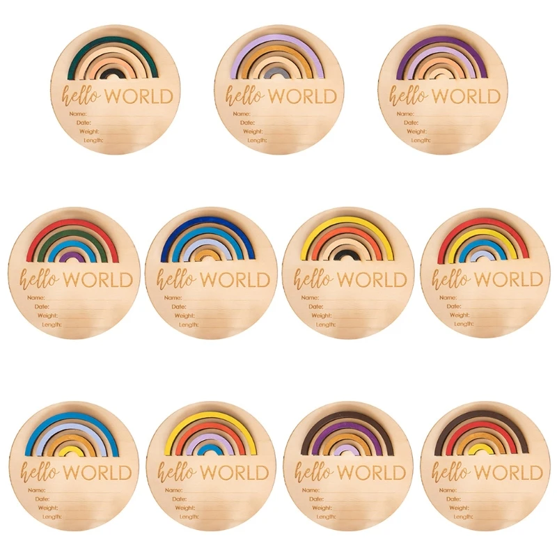 

Деревянные радужные карты для новорожденных, памятные ежемесячные записывающие карты для новорожденных