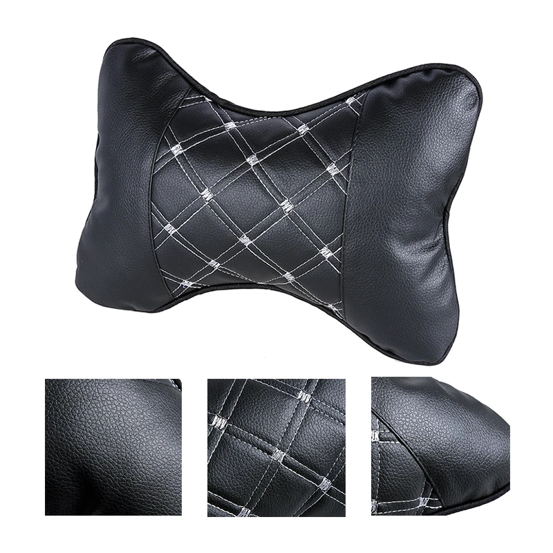 

Car Seat Head Neck Rest Pillow Headrest Breathe Cushion PU Leather Soft Headrest Car Auto Safety Pillow Pad Universal