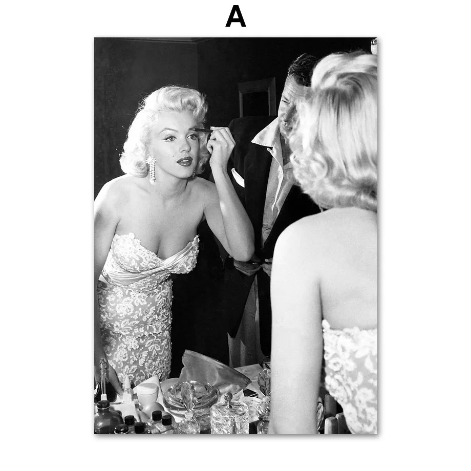 

Movie Star Black White Photo Wall Art Canvas Painting Salon Poster For Living Room Decor Wall Pictures Unframed