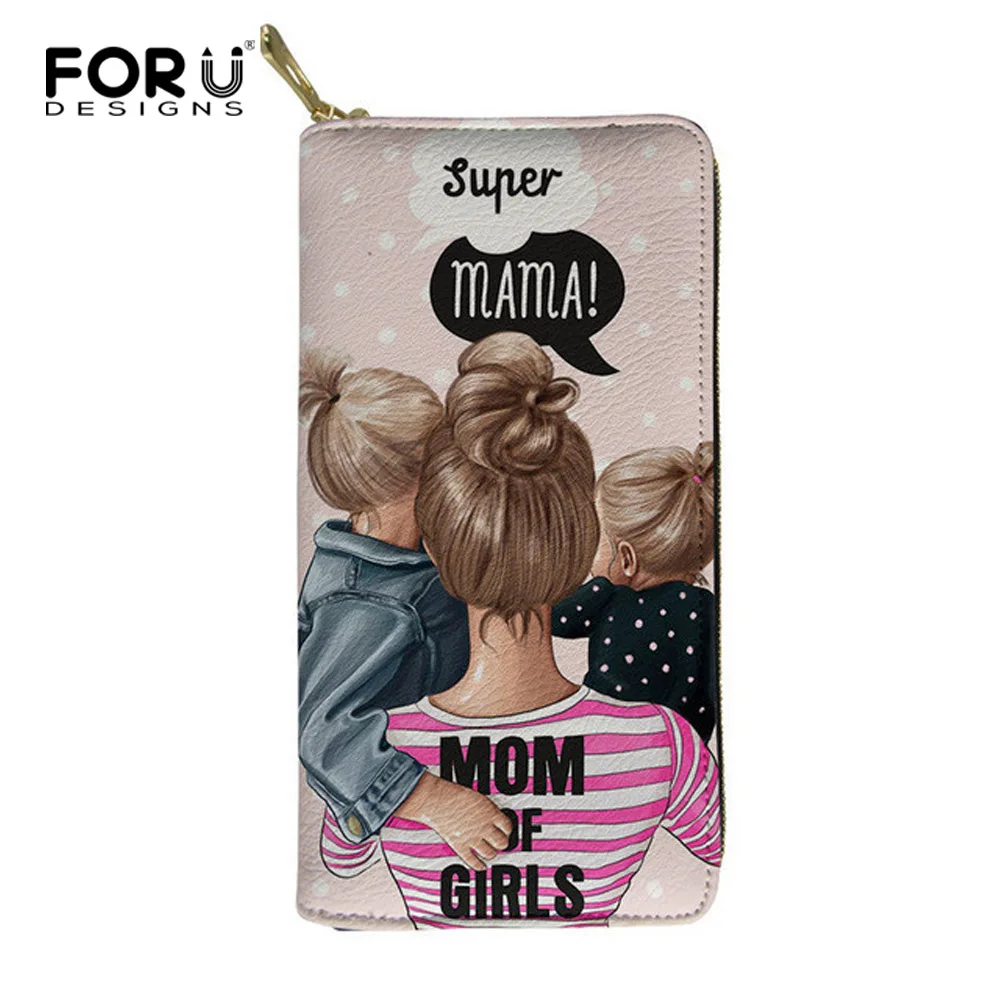 FORUDESIGNS милый кошелек с принтом Super Mama для женщин кожаный мамы принцессы