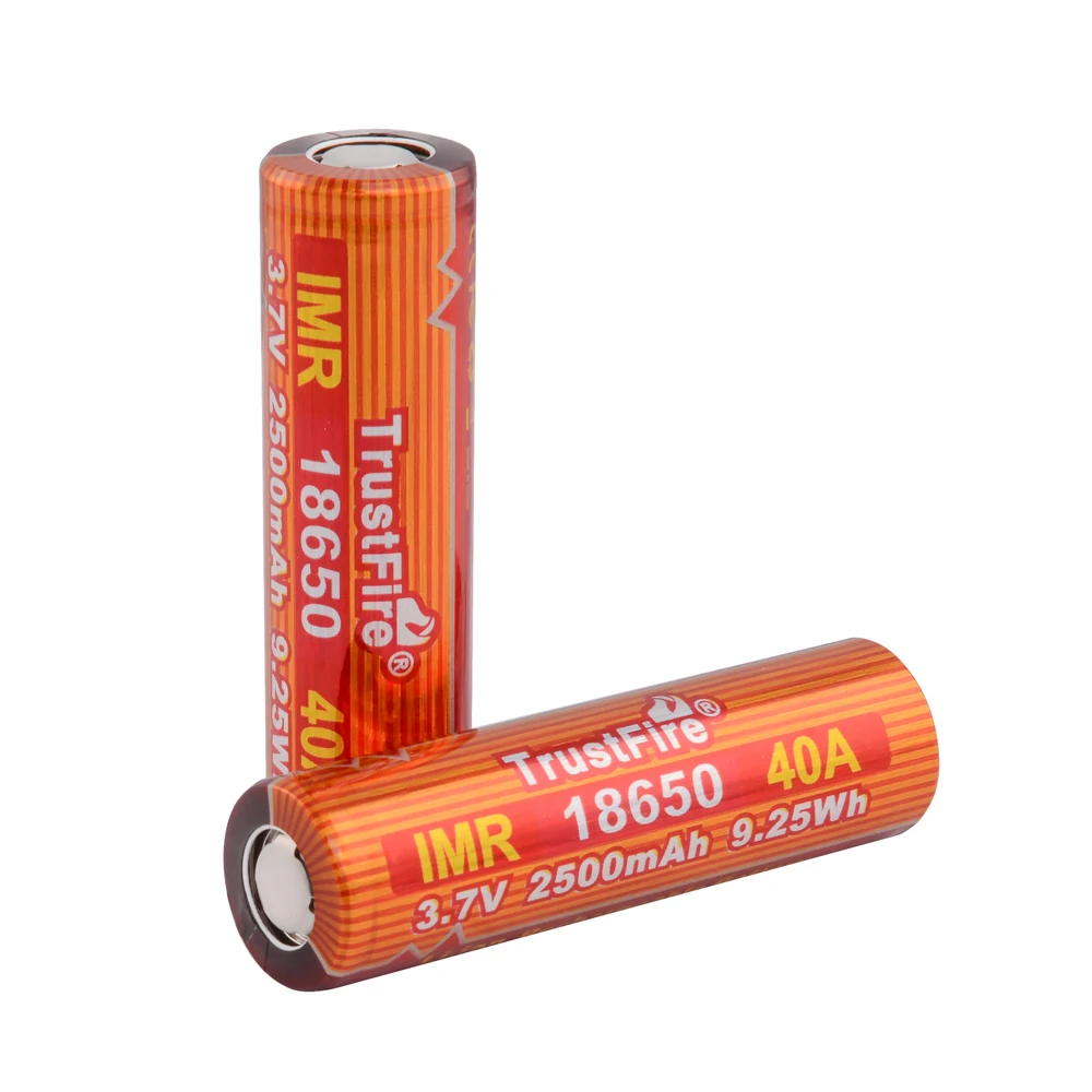 

TrustFire IMR 18650 40A 3.7V 2500mAh 9.25Wh Rechargeable Li-ion Battery Lithium Batteries with Safety Relief Valve