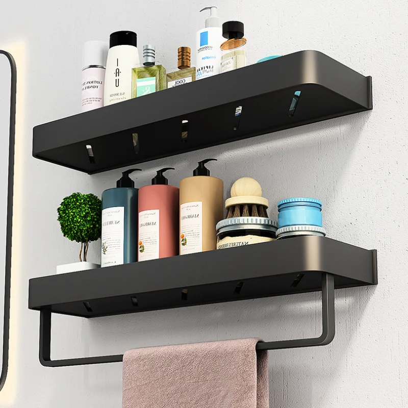 

Bathroom Shelf Bath Shower Storage Towel Rack Corner Shampoo Organizer Shelves Wall Mounted Aluminum Kitchen Storage Holder