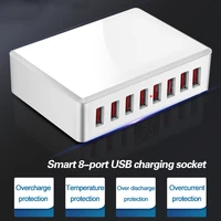 8 ports usb charger 40w portable usb desktop smart charging station for iphone 11 samsung xiaomi multi usb travel power adapter