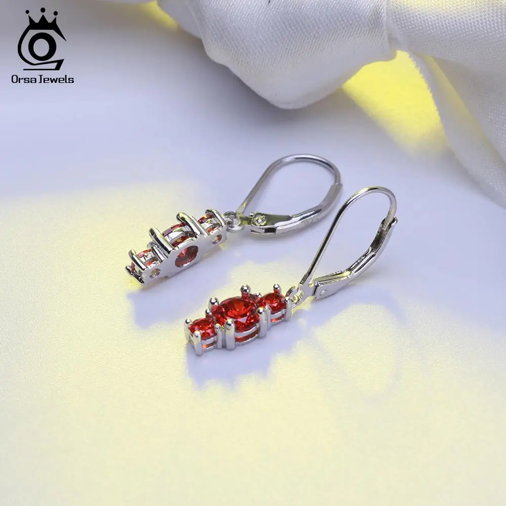 ORSA JEWELS Настоящее 925 Висячие серьги из серебра 925 пробы для женщин четыре цвета доступны AAA кубический циркон модные серьги, украшения SE70