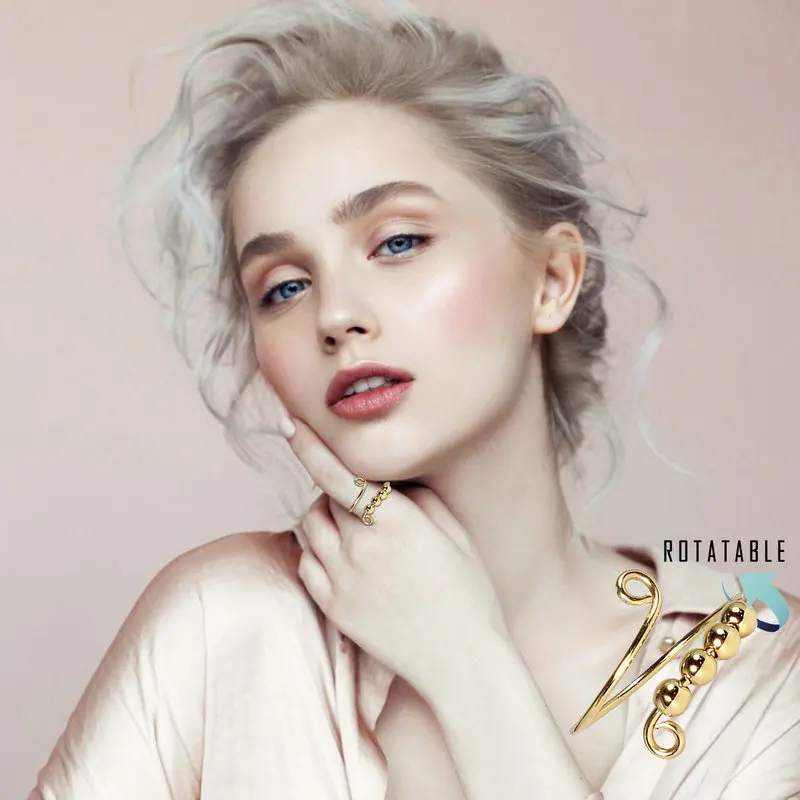 Кольцо с шариками для беспокойства женщин Спиннер кольцо свободно вращающееся