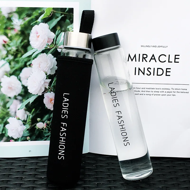 Портативная Корейская версия стеклянная чашка бутылка для воды летняя открытая