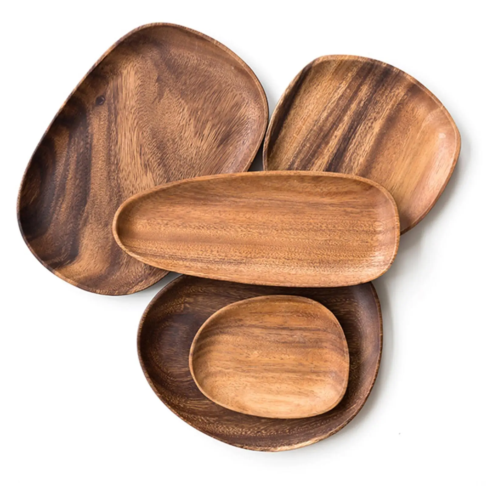 

Wooden Round Pastry Serving Plate Rectangle Food Dish Dried Fruit Tray Tableware