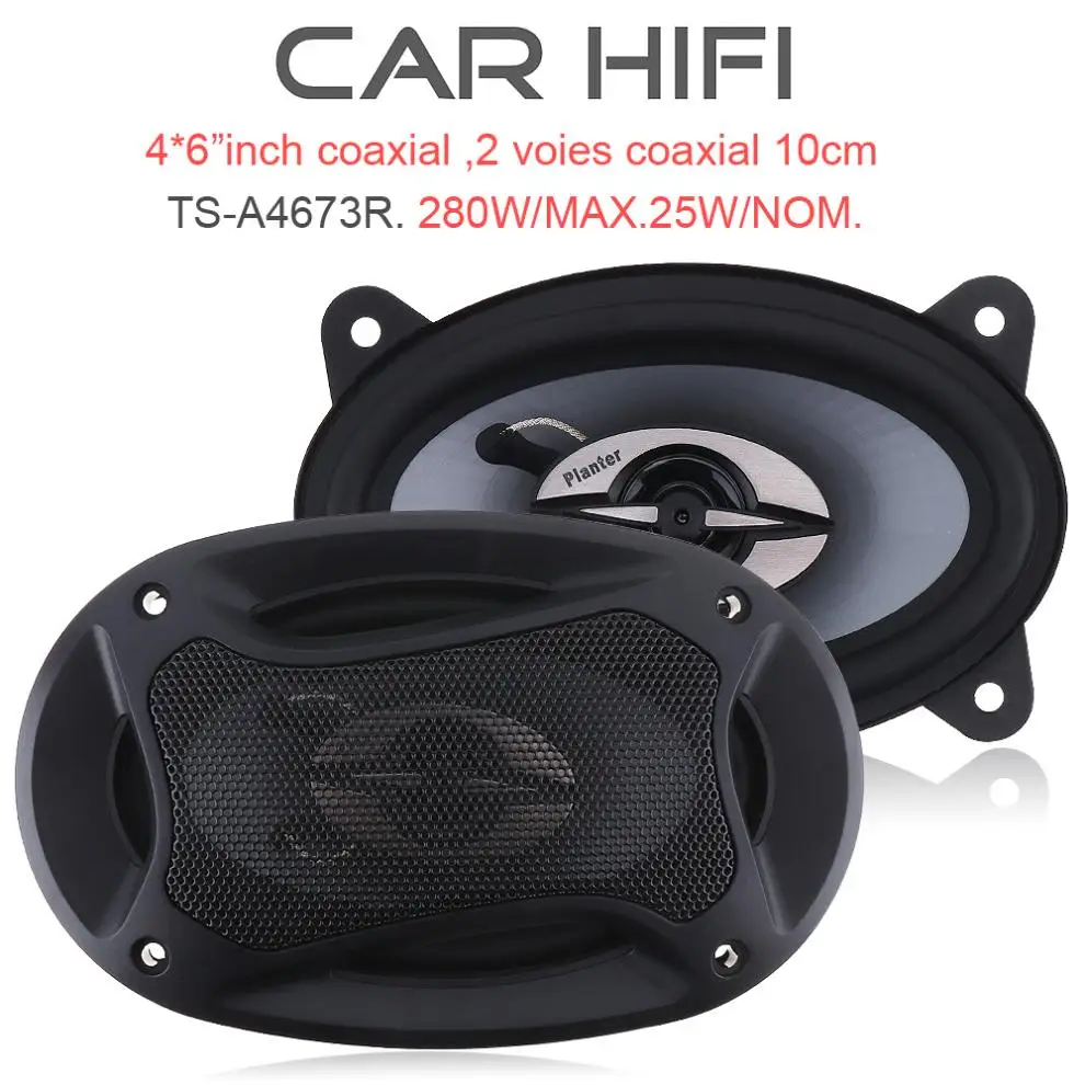 4X6 дюймов, 2 шт., 280 Вт, автомобильный HiFi коаксиальный динамик, автомобильная дверь, авто аудио, стерео, полный диапазон частот, динамик s для автомобилей