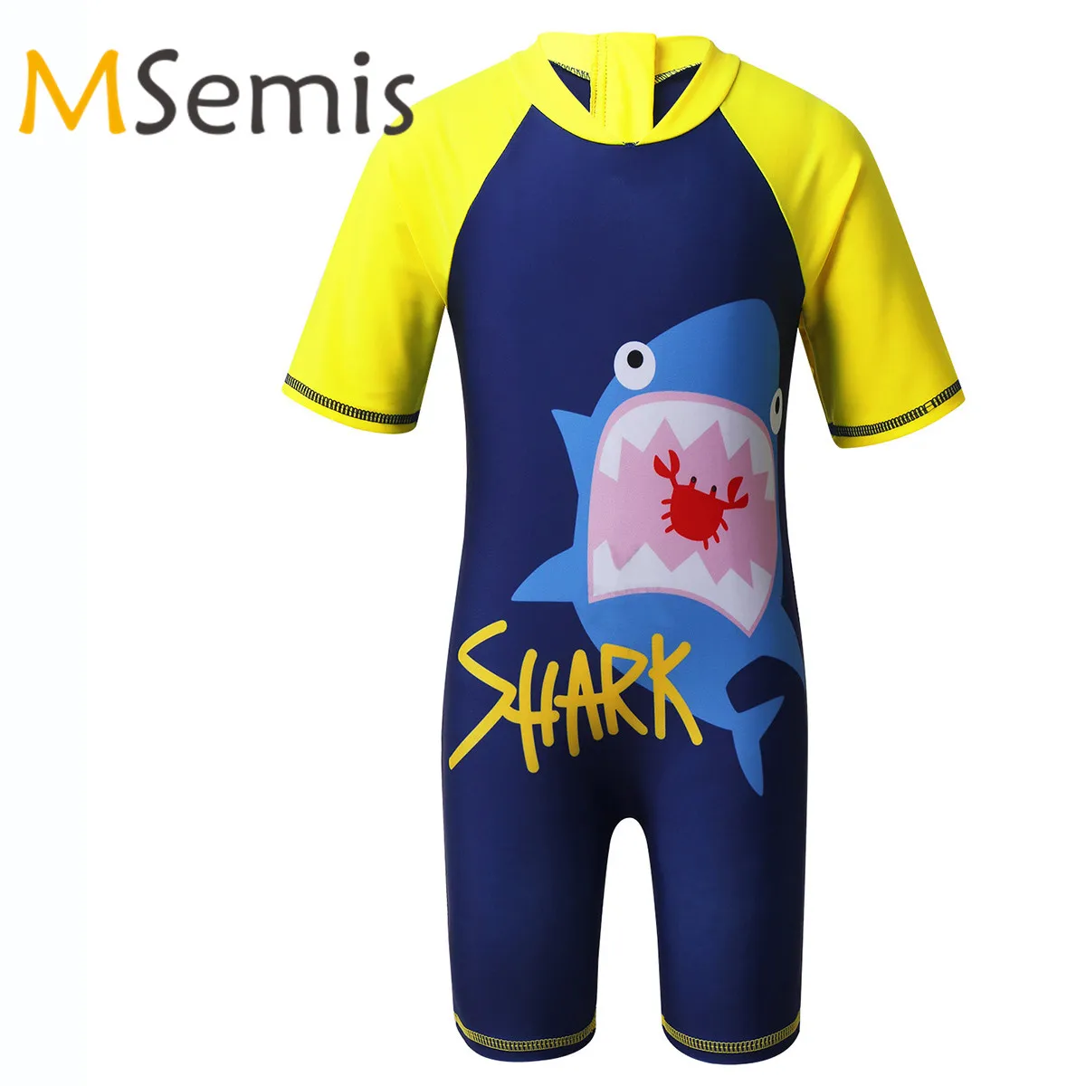 Дети Мальчики Купальники цельный короткий рукав летняя одежда для купания принт