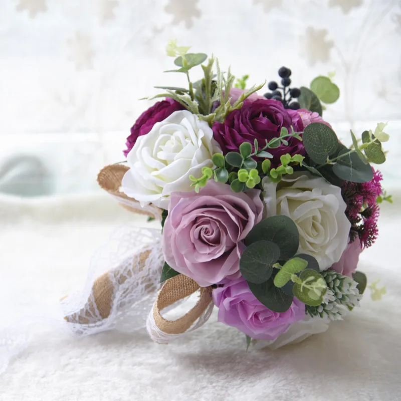 Букет невесты высокого качества с розами и слоновой кости свадебный букет