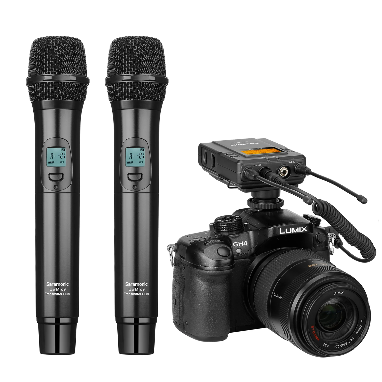 구매 Saramonic UwMic9 Kit4/HU9 UHF 무선 Lavalier 마이크 시스템, 캐논 니콘 소니 DSLR 캠코더 비디오 카메라 인터뷰