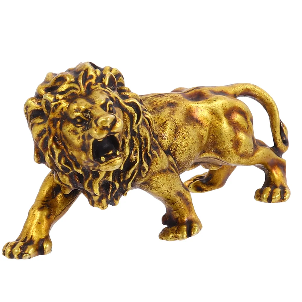 

Chinese Style Fengshui Adornment Desktop Lion Ornament Brass Lion Decoration