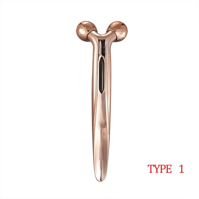 Type 1 ROSE GOLD 3D массажный микротоковый ролик для лица и глаз с вращением на 360 градусов для похудения кожи - Цвет: Type 1 ROSE GOLD