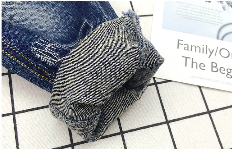 Kids Jeans for Boys Fashion Splice Denim Trousers Children Broken Hole Jeans Autumn Winter Casual Costume Wear Long Pants