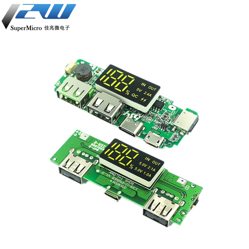 Светодиодный двойной USB 5 В 18650 а Micro/Type-C внешний аккумулятор модуль зарядки