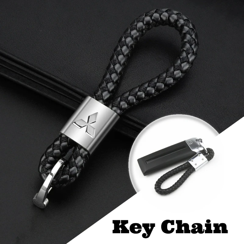 

Car Accessories 3DEmblem Leather Lanyard Keychain Metal Alloy Keyring For Mitsubishi Ralliart Lancer 9 10 Asx Outlander 3 Pajero