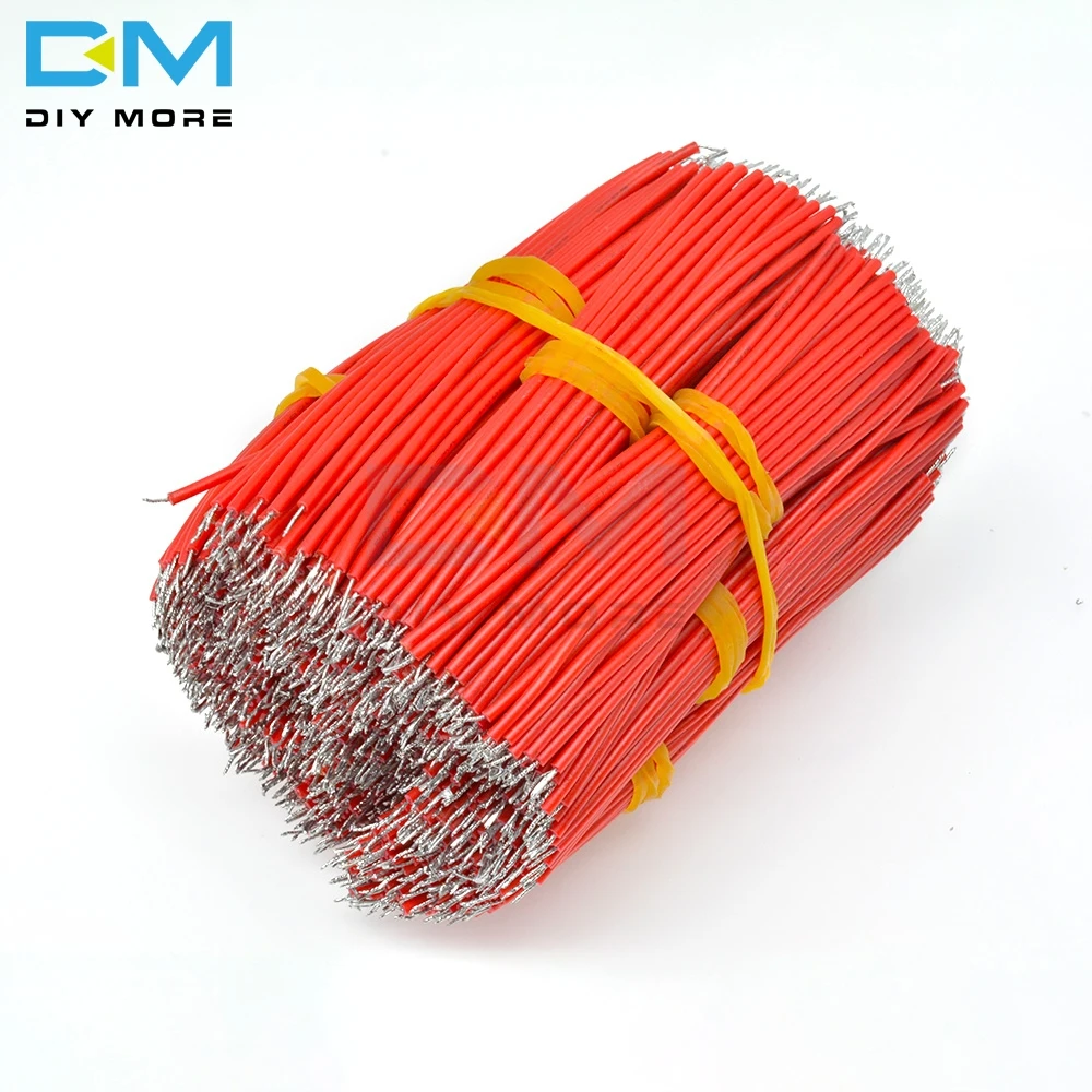 Красный 100 шт. 24AWG 8 см Оловянная макетная плата припой кабель муха Перемычка провод кабель оловянные проводящие провода 1007-24AWG Электрический кабель - Цвет: Красный