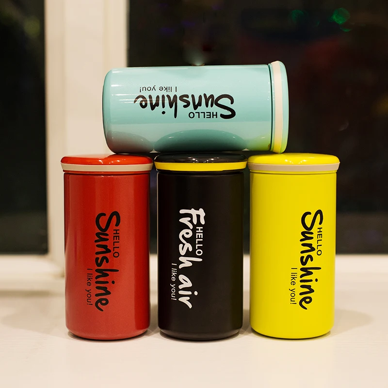 350 мл термос чашка из нержавеющей стали черная кофейная кружка милый детский для