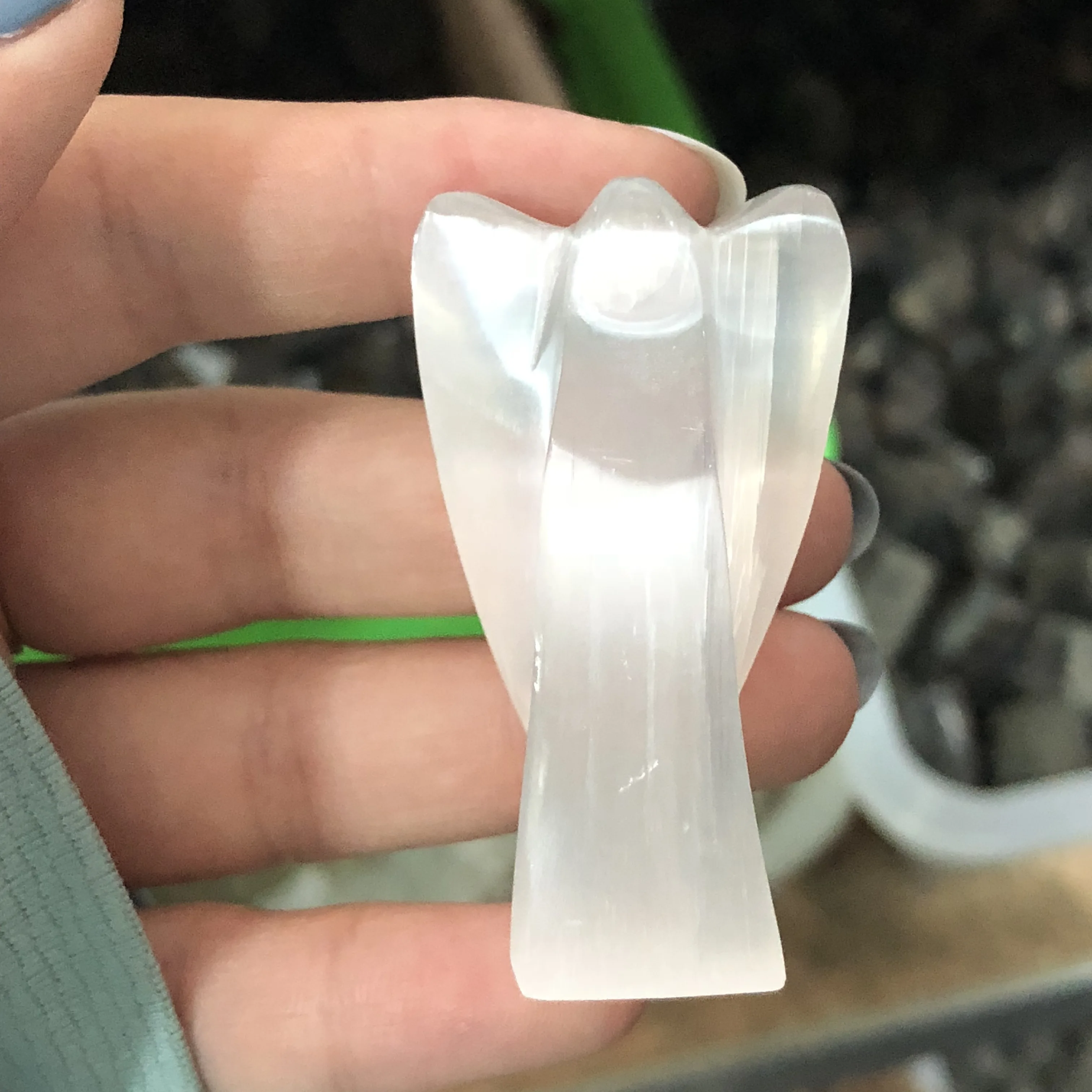 Натуральный белый селенит опал полированный Кристальный Ангел драгоценный