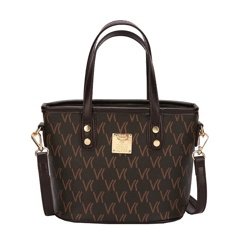 

New Korean style printed portable bucket bag female niche fashion letter shoulder messenger bag