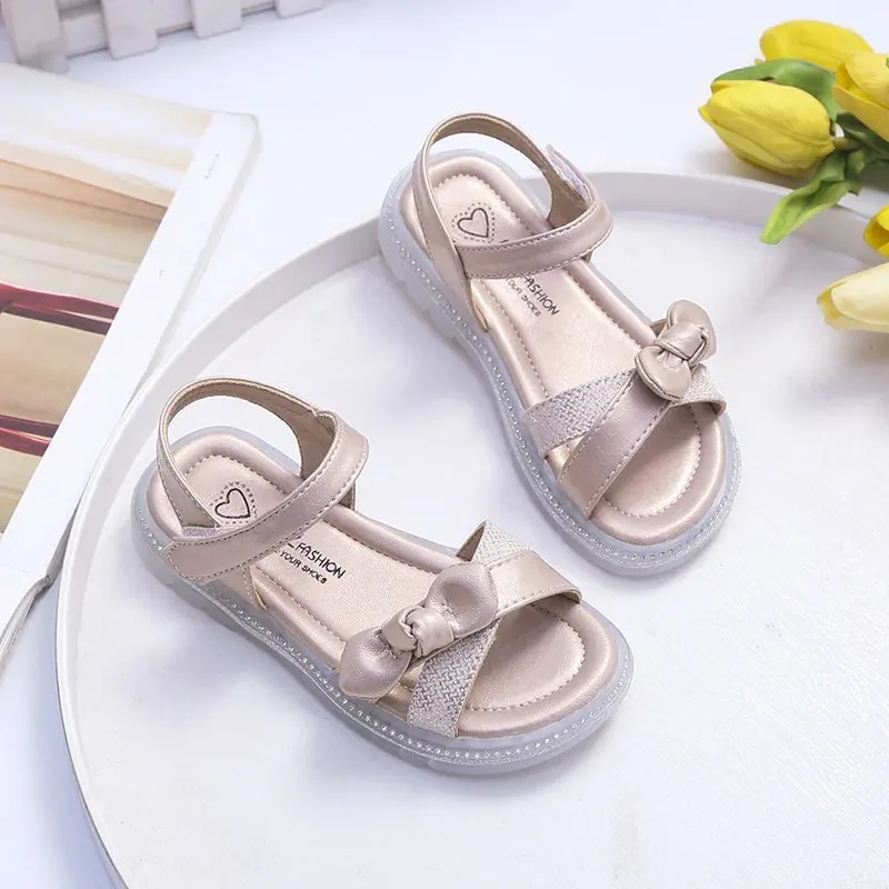 

Summer New Children Sandals Girls Sandals Solid Color Soft Soled Anti-Slip Children Kids Shoes Summer Beach Sandals Comfortable