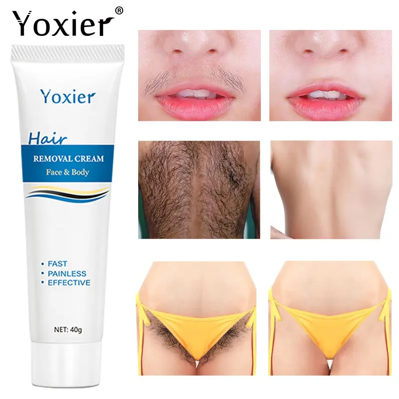 

Yoxier Painless Hair Removal Cream Face Arm Leg Back Underarms Bikini Line Full Body Repair Gentle Non-Irritating Skin Care 40g