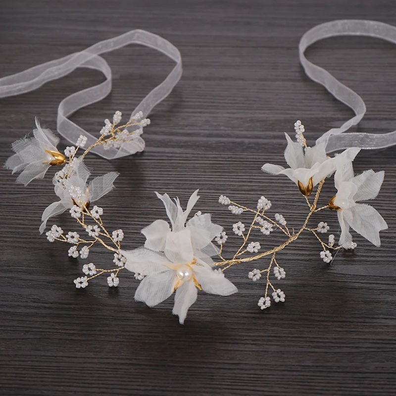 

White Flower Headband Wedding Bridal Hair Accessories For Women Wedding Headpiece Handmade Bride Headband Hair Jewelry Ornaments