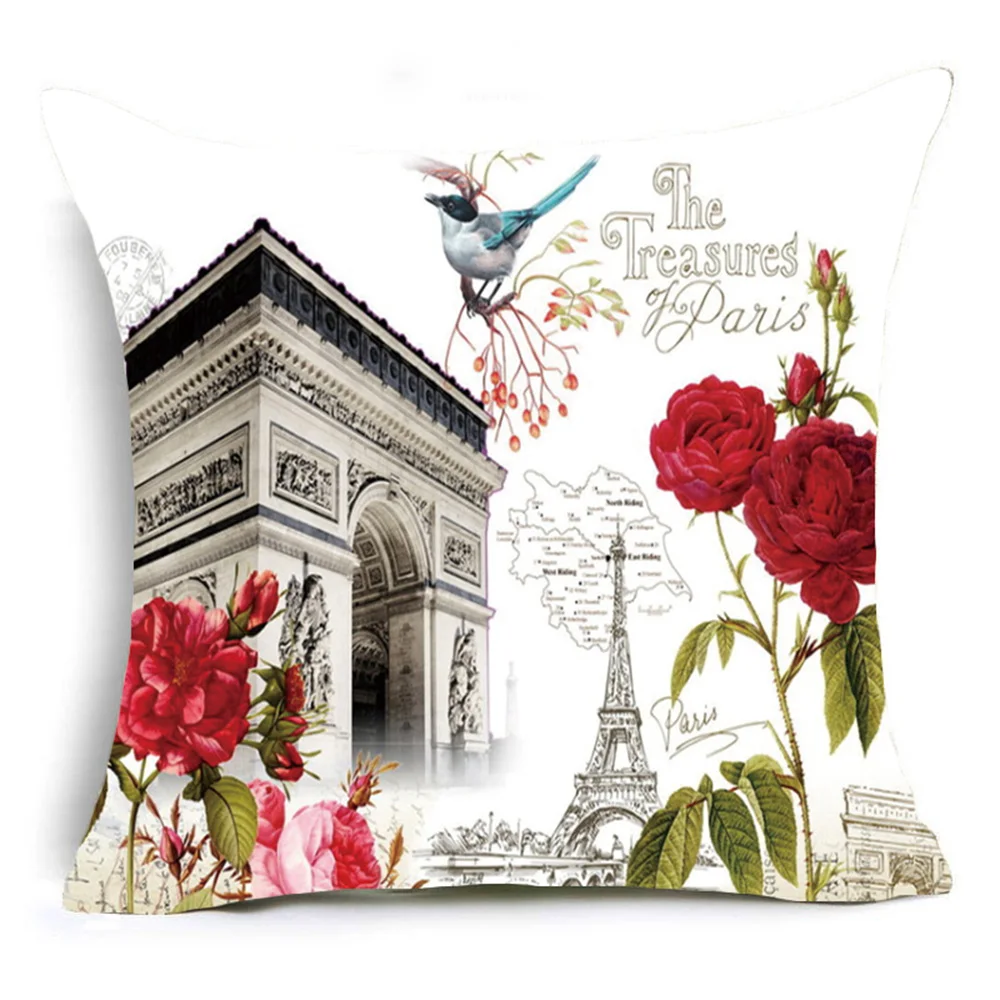 

Pillow covers decorative autumn Cushion cover Home decor seat covers for computer chairs Retro building fabric rose pillow case