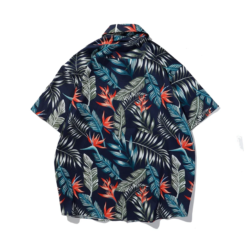 Polyester Men Shirt Short Sleeve Summer Holiday Hawaii T-Shirt Tops Tee