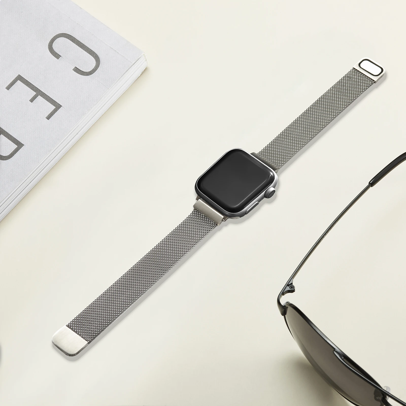 

Браслет из нержавеющей стали для Apple Watch 7 6 SE 5 4 3 2 Xiaoman, металлический Двухсекционный магнитный ремешок для талии, аксессуары для iwatch5, 40 мм 44 м...