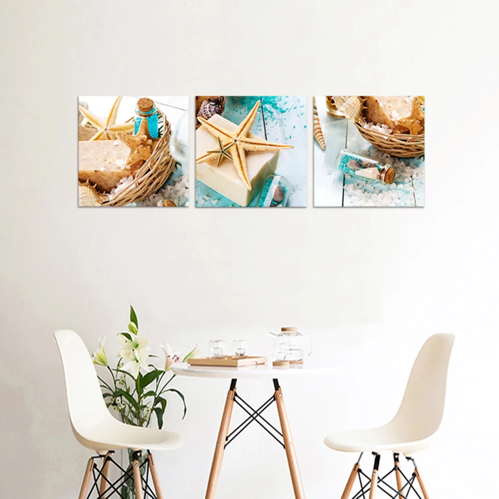 

Animal Canvas Painting Starfish Drifting Bottle Wall Art Poster 3 Pieces Beautiful Glass Bottle Print Home Decor Modern Picture