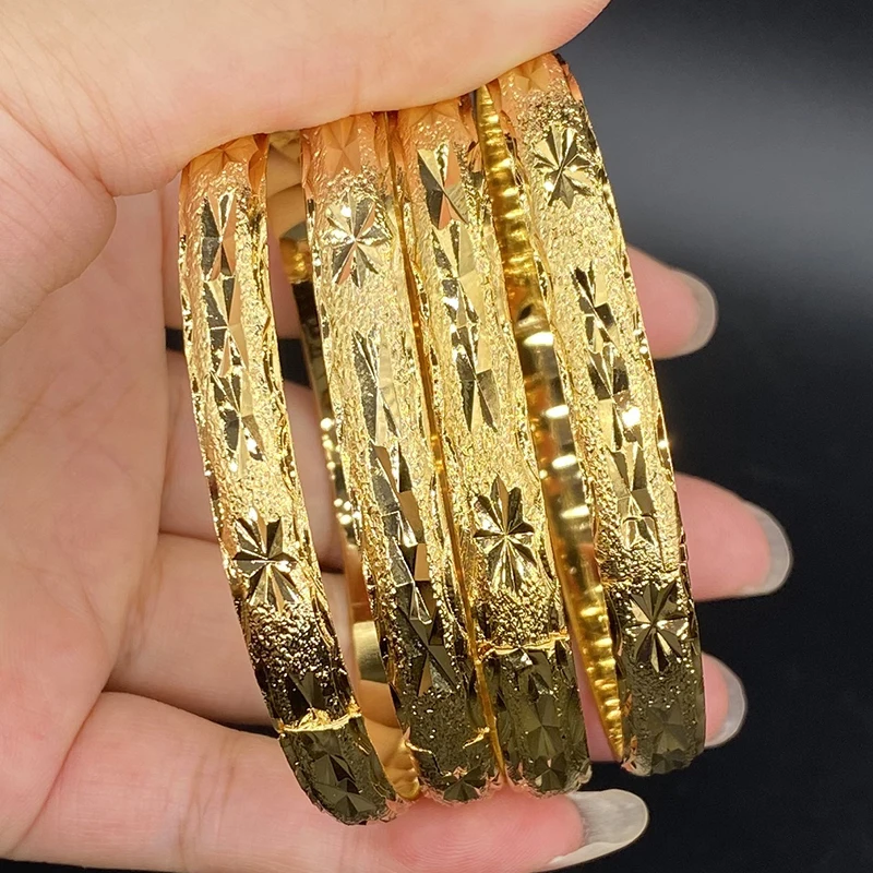 8 мм 4 шт./лот 24k Цвет браслеты &quotДубай&quot для женщин индийские ювелирные изделия