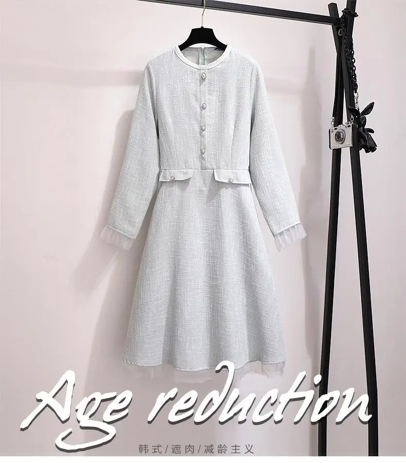 2XL-6XL плюс размер женское осеннее французское ТРАПЕЦИЕВИДНОЕ ПЛАТЬЕ ЖЕНСКОЕ тонкое Элегантное Вечернее Платье женское зимнее 5XL большое Сетчатое офисное платье