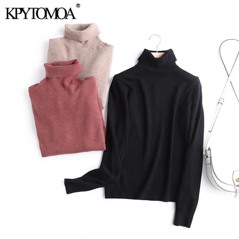 

KPYTOMOA женский 2021 Модный мягкий шерстяной свитер с высоким воротником винтажный теплый зимний женский пуловер с длинным рукавом шикарные топ...