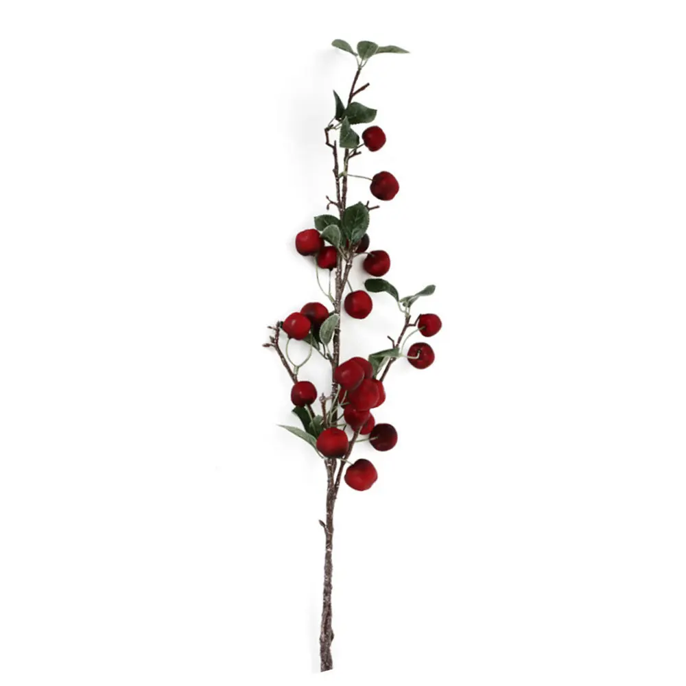 

Имитация маленькой ветки яблока искусственные красные ягоды Цветочная композиция реквизит для фотосъемки украшение для домашней свадебно...