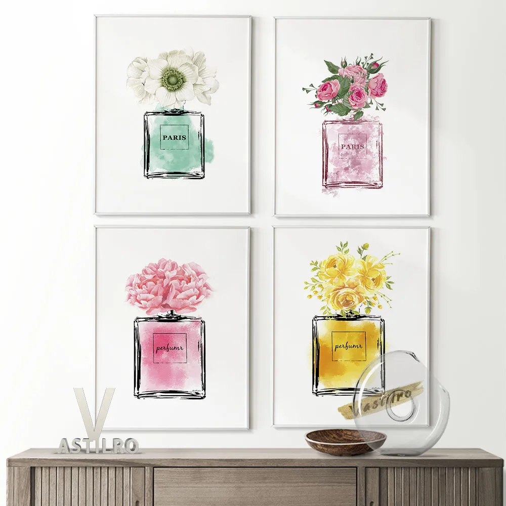 

Cosmetics Perfumes Illustration Poster Watercolour Prints Wall Art Canvas Painting Decor Beauty Salon Room Decorate Wall Picture
