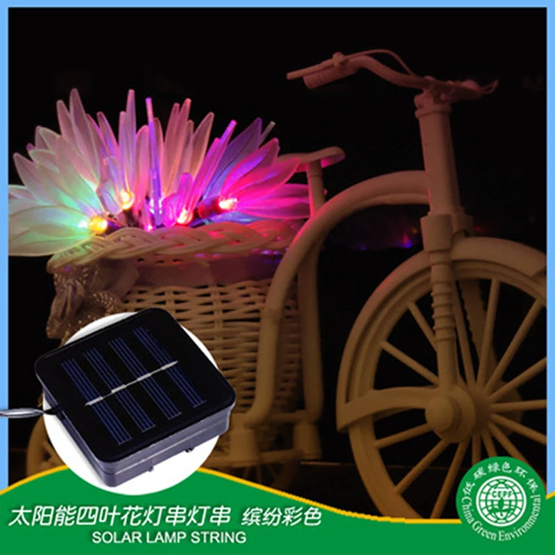 Новинка 20LED четырехлистный цветок Солнечная гирлянда на открытом воздухе
