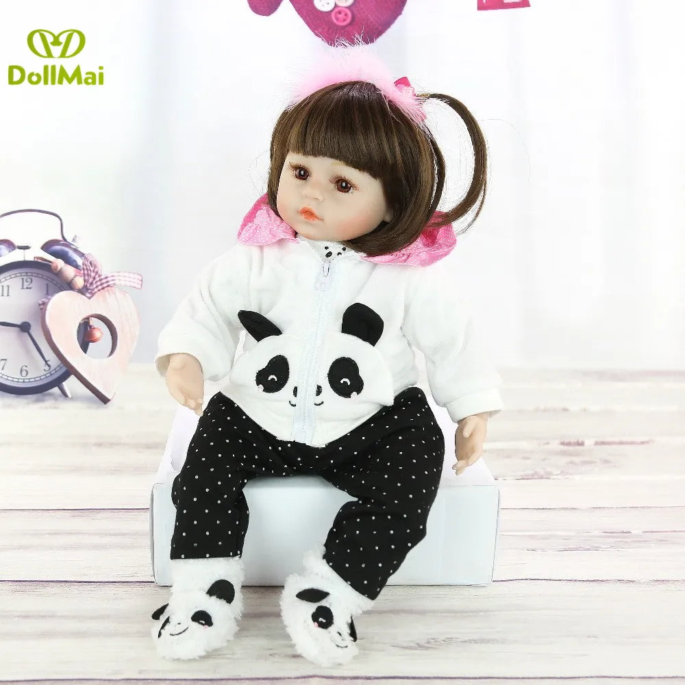 19 &quot48 см куклы bebes Reborn хлопковые силиконовые виниловые reborn baby с пандой магнитная
