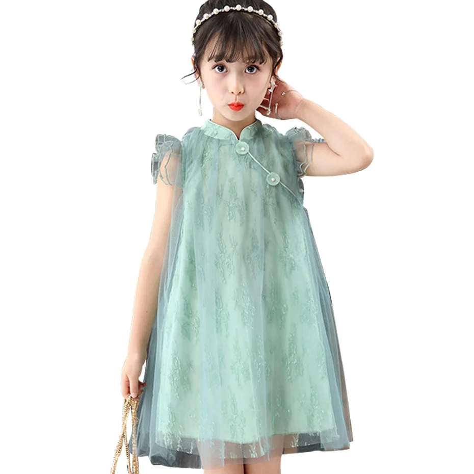 Платье принцессы для девочек кружевное детское вечернее платье сетчатые платья