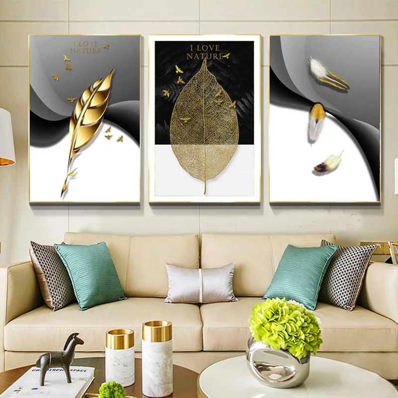

Gilt Design Nordic Abstract Living Room Decoration Painting Sofa Wall Art Painting Frameless Painting Inkjet Core Printing Oil