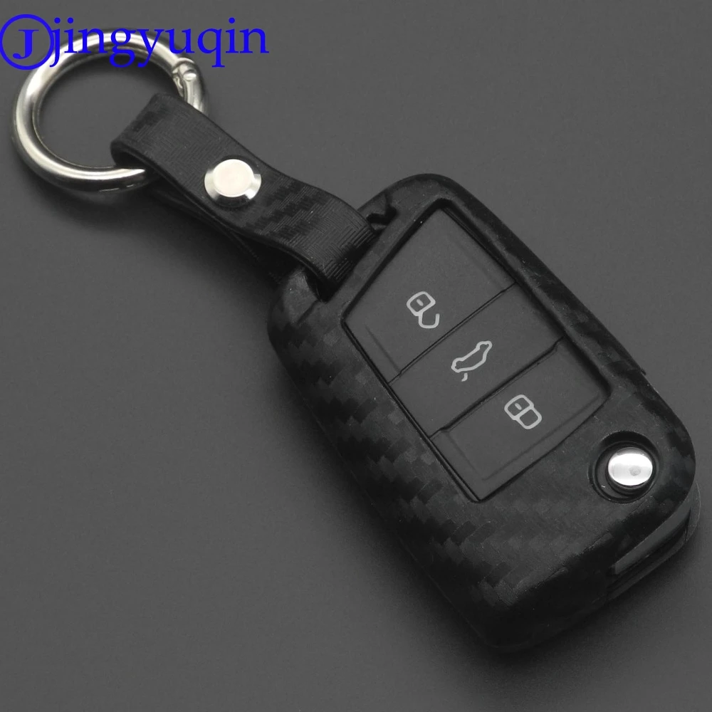 Силиконовый чехол для ключа из углеродного волокна VW Polo Golf 7 Tiguan Skoda Octavia Kodiaq Karoq SEAT