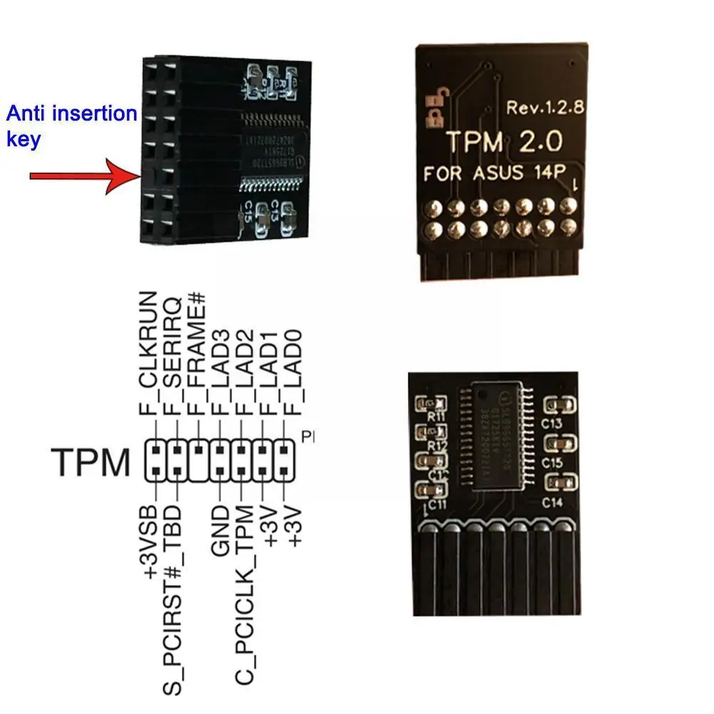 Модуль безопасности шифрования TPM 2.0 удаленная карта поддержка s 14 Pin 18 20-1pin 2 0 12