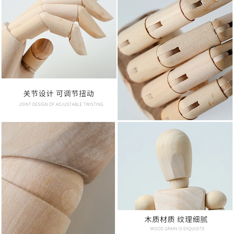 

Moveable Joints Wooden Man Figure Toys Dolls with Standing Flexible Wood Man Art Draw Naked Dolls Model Toy Kid Home Decoration