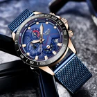 Часы мужские кварцевые, водонепроницаемые, синие, с хронографом