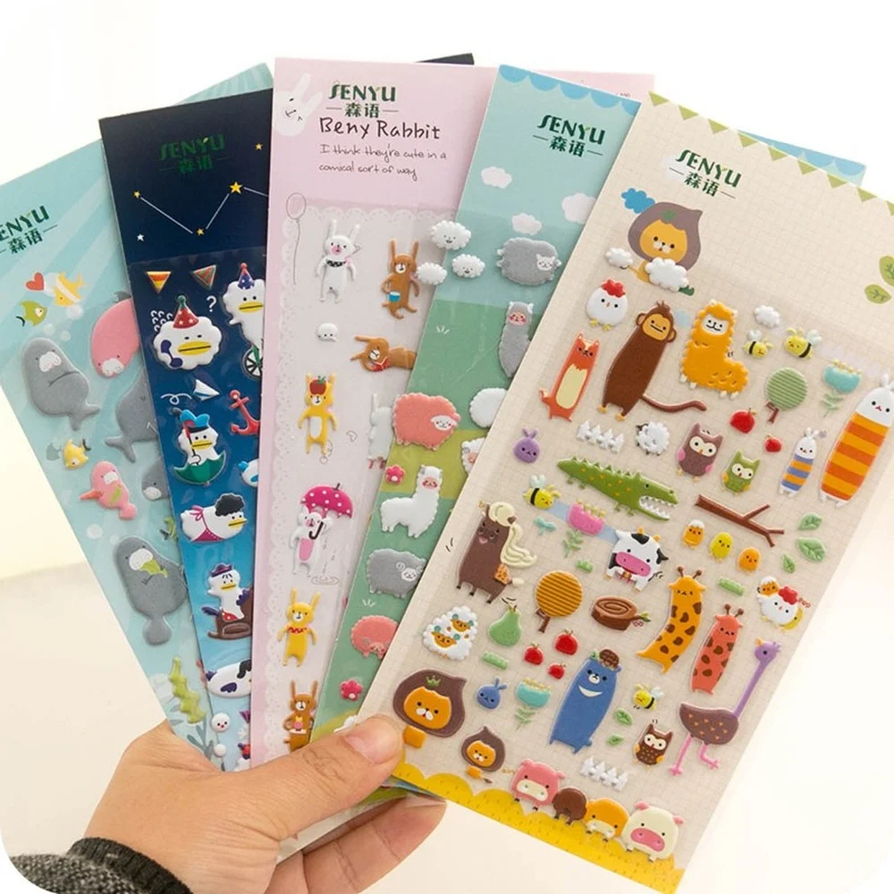 

1 Sheet 3D Children Anime Cartoon Tattoo Stickers Bubble Paste Thicken The Reward Stickers Kids Toys Gifts Foam Puffy Stickers