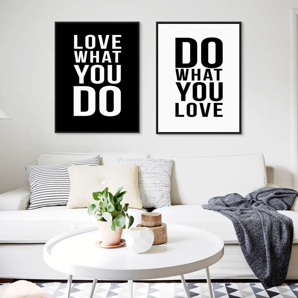 

Black-and-White English Motivational Poster Painting Modern Minimalist Nordic Living Company Public Wall Letters Quotes Pictures