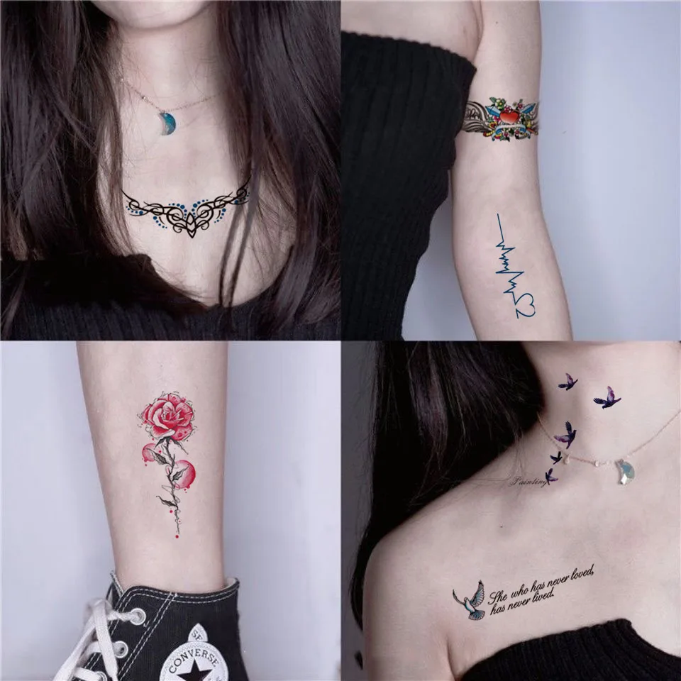 

Temporary Tattoo Stickers Waterproof Tattoo Sticker Totem Butterfly Sun Skeleton Tatto Fake Tattoo Cool Tattoo For Men And Wome